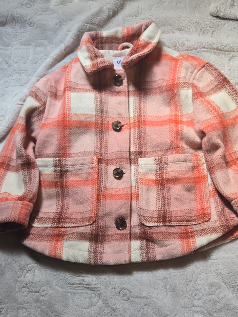 Kids Pink Plaid Button-Up Jacket
